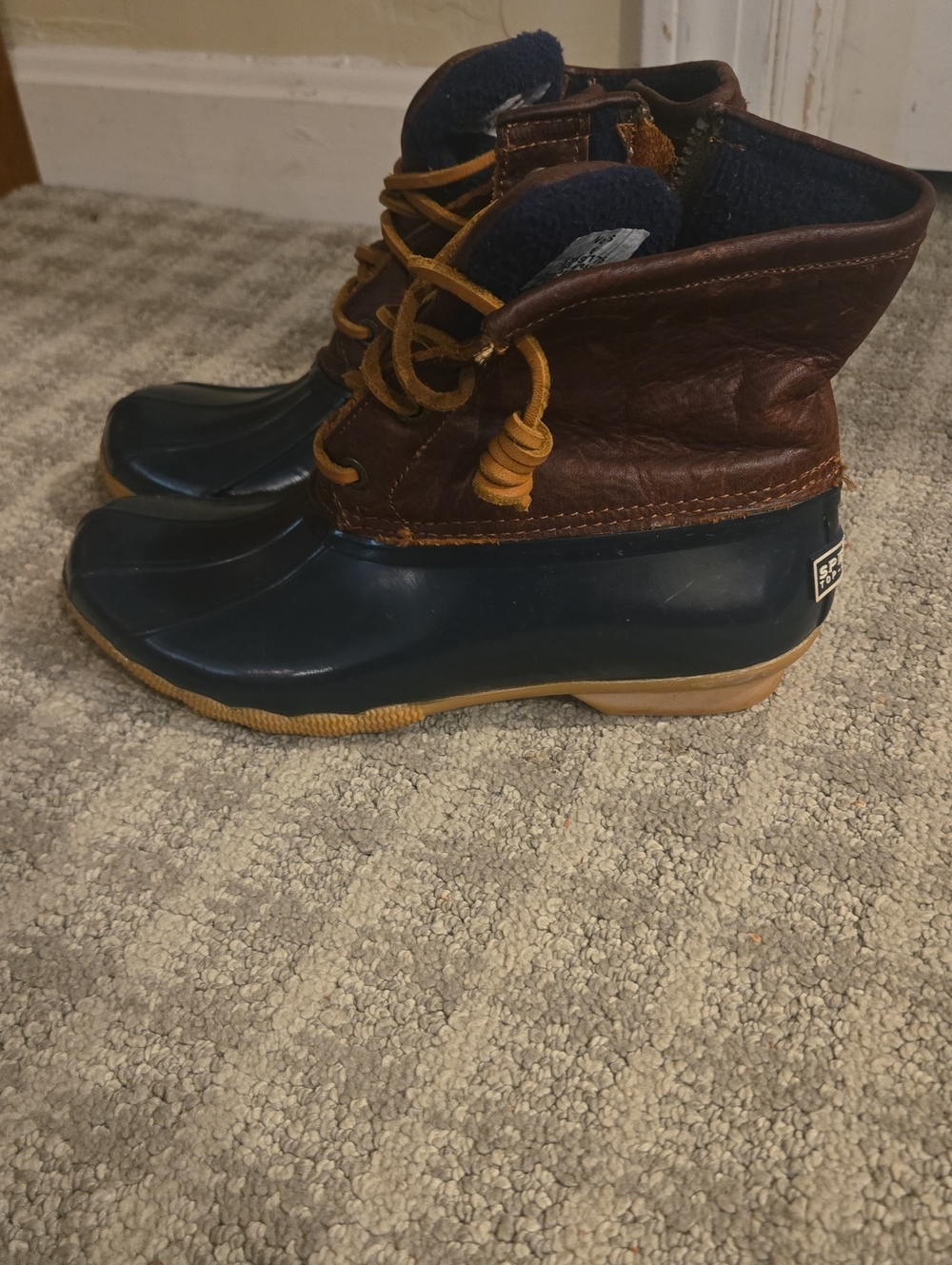 Sorel Kids Navy and Brown Waterproof Duck Boots